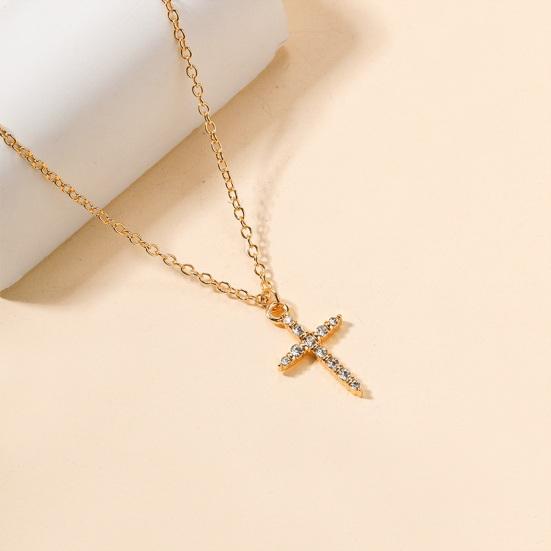 Dame Halskjede Rhinestone Kors Anheng Hul Kjede Dame Kragebenskjede Daglig Ball Fest Pendling Hals Smykke