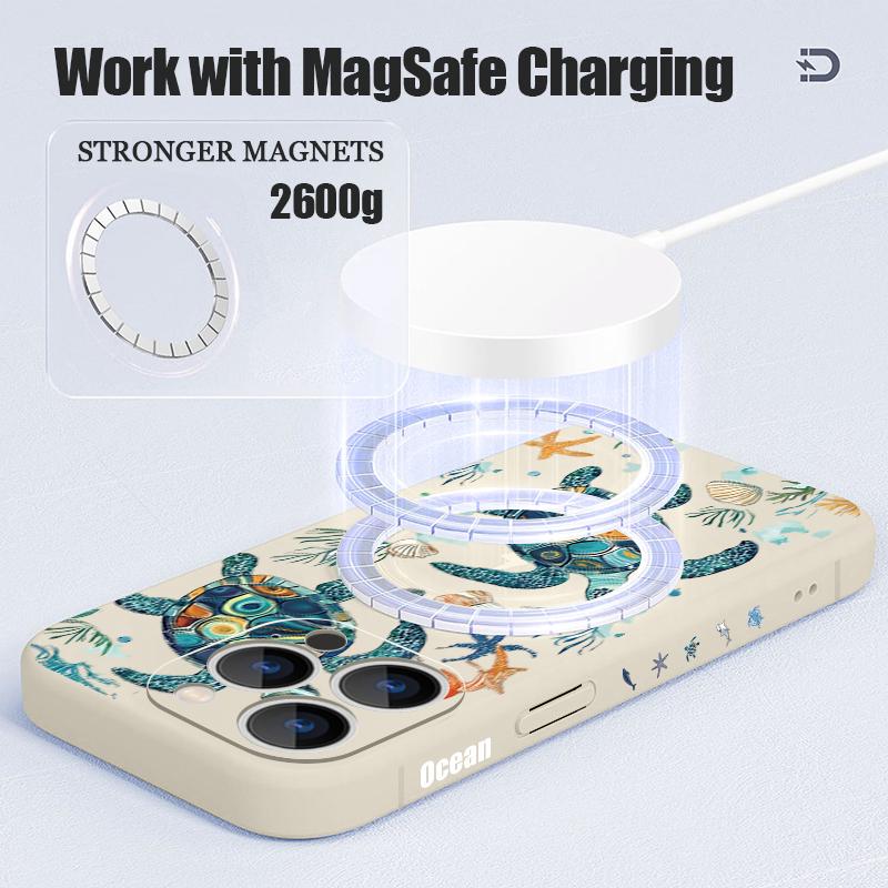 For iPhone 17 Pro Max Case Shark Whale Marine Life Pattern Magnetic For Magsafe Soft Cover For iPhone 16 15 14 13 Pro Max 17E 16E