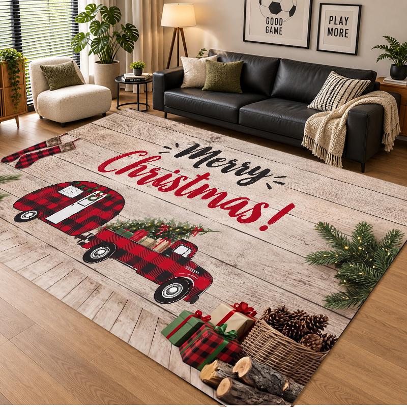 Tapis de sol thème Noël, Tapis doux, Décoration de fête intérieure pour la maison