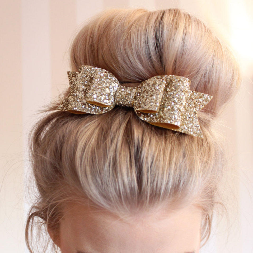 2024 Cute Fashion Alloy Sequins Big Bow Hairpin Shine Jewelry Hair Accessories for Girl Party Gift