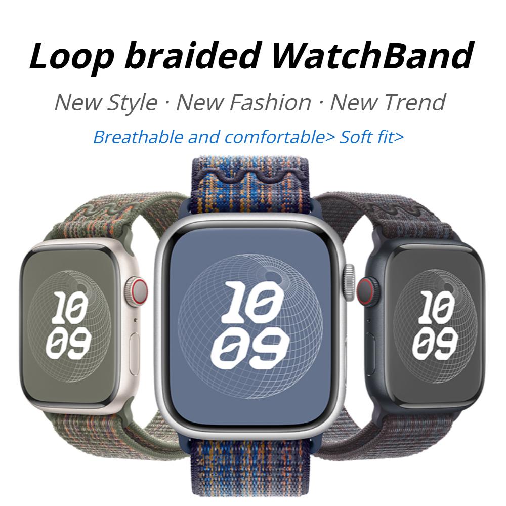 Nylon-Schlaufe für Apple Watch Armband 45mm 44mm 46mm 40mm 41mm 38mm 42mm Correa Armband iWatch Serie 11 10 6 Se 7 8 9 Ultra 3 2 49mm