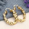 Huitan Chunky Gold Color Twisted Hoop Earrings for Women Fashion Braided Thick Oval Circle Earrings Statement Hip Hop Zircon
