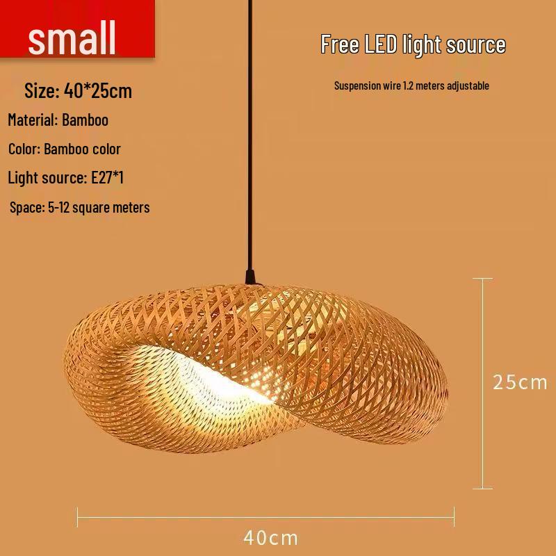 Wabi-sabi Bamboo Ring Pendant Light: Handmade Natural Bamboo Lamp for Living Room, Tea Room, or Guesthouse