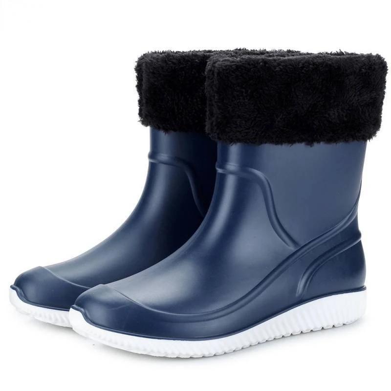 Hochwertige Herren Regenstiefel Mid-Calf Wasserdichte Arbeitsstiefel Frühling Herbst Angelstiefel Herren Halten Sie warm Winter Regenschuhe Botas Hombre