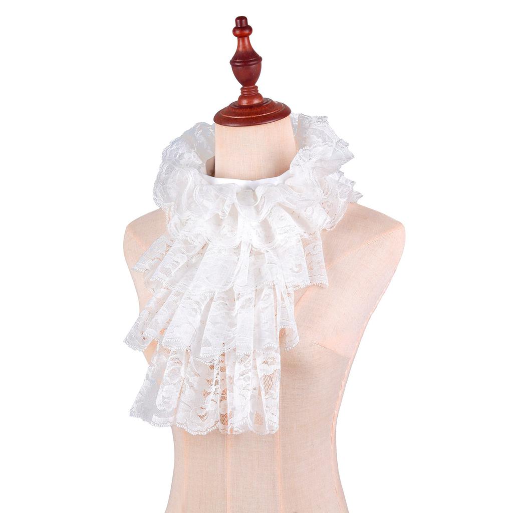 Elegant Ruff Jabot Collar Multilayer Lace Collar for Masquerades Parties Cosplay Event Collar Costume Neckpiece All Age