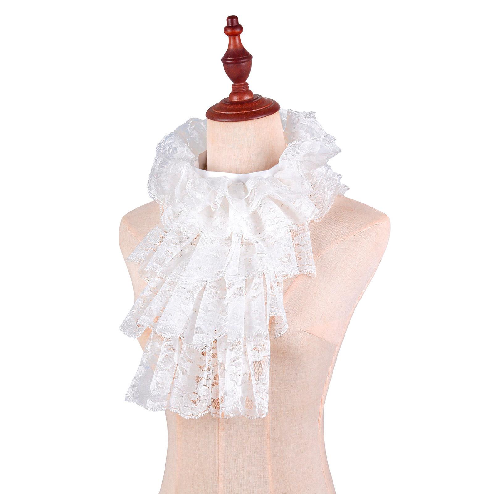 

Элегантный жабо-воротник, многослойный кружевной воротник для маскарадов, вечеринок, косплей-мероприятий, воротник, костюмное шейное украшение, для всех возрастов белый