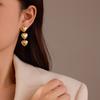 CARLIDANA Geometric Textured Waterproof Gold Plated Conch Spiral Stainless Steel Jewelry Heart Earrings Tiger Eyes Stone Woman