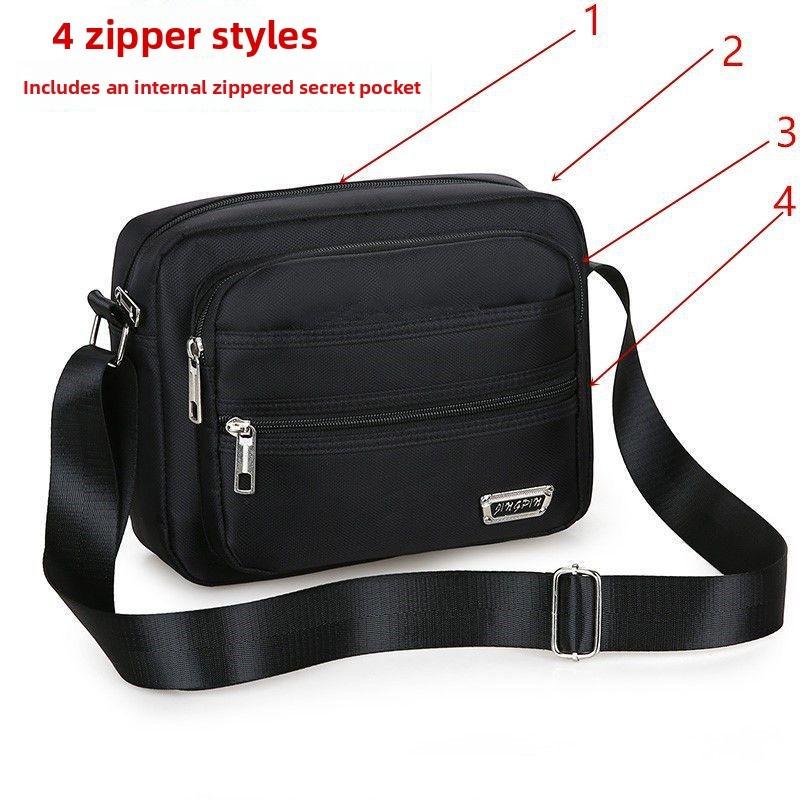 Classic Oxford Cloth Mens Crossbody Bag With Multiple Zipper Compartments For Business Travel