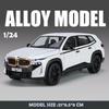 1/24 BMW XM Liga de Alumínio SUV Modelo de Carro Nova Energia Veículos Off Road Brinquedos Crianças Meninos Presente Som e Luz Coletivo Voiture Miniature