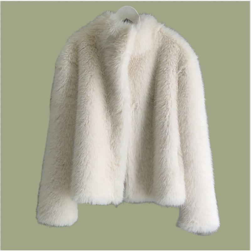 

Новое пальто из искусственного лисьего меха на осень и зиму, модное, легкое, с темпераментом, теплое утолщенное пальто S 80-47.5kg