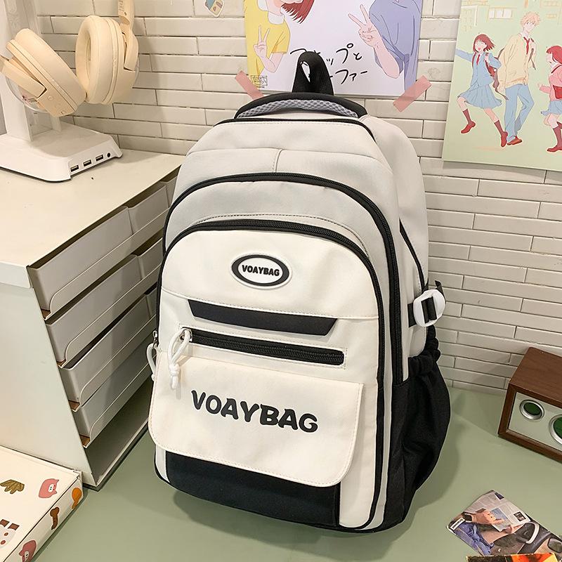 Schoolbagins cute schoolbag women's new lightweight Mori versatile contrasting color middle and high school students backpack large capacity backpack