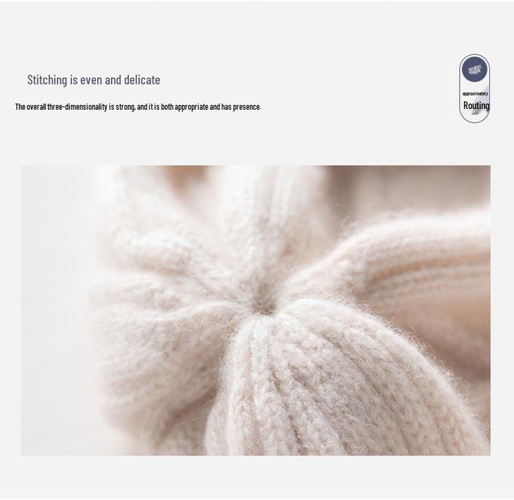 Women's 100% Pure Cashmere Cable Knit Hat, Autumn/Winter Korean Style Turban Hat - New Fashion Warm Hat