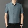 New Summer Men's Seamless Shirt Simple Body Thin Short Sleeve Striped Men's Shirt