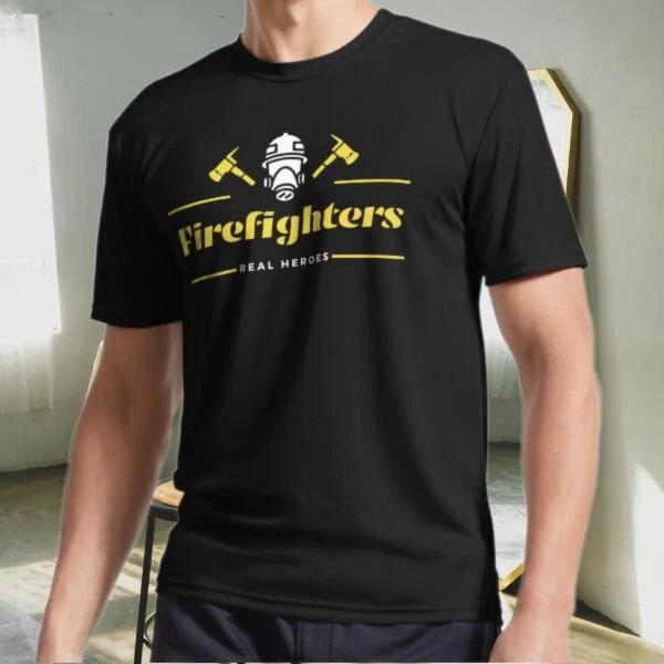 

New Shirt Firefighters - Real heroes Logo Active T-Shirt Funny Size S to 5XL 3XL