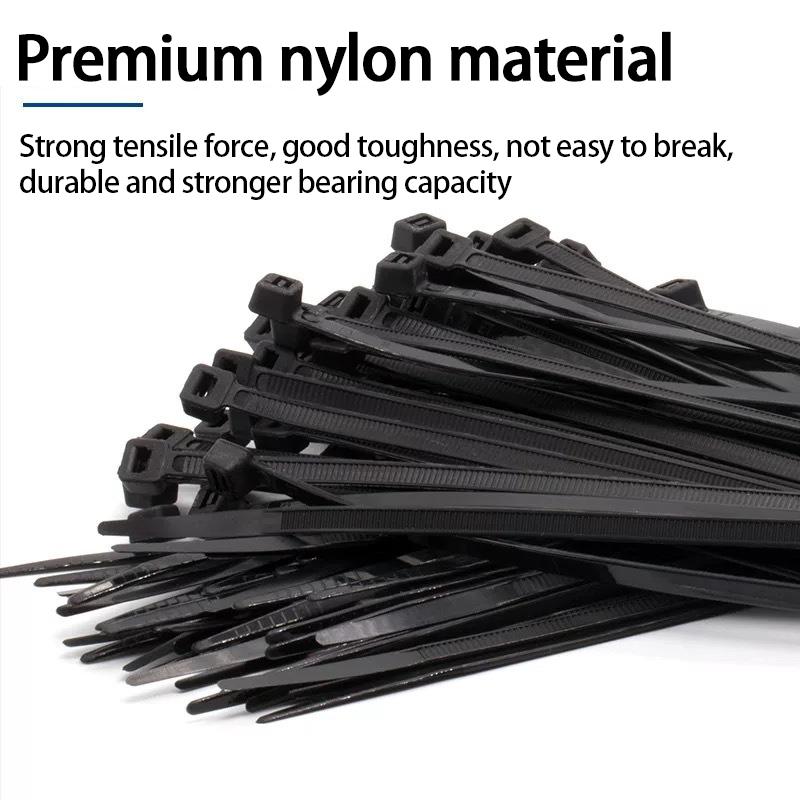 100pcs Self-locking Cable Ties Black Wire Cable Zip Ties Fasten Cable Organiser Nylon Straps Multi-Purpose Wraps Cord Management