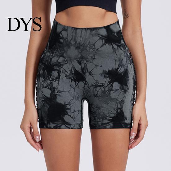 Curve-enhancing Shorts Yoga Slim Fit High Elasticity Tummy Control Seamless Quick Dry Tie-dye Waist Jogging Hollow Out Anti-exposure Butt Lifted Soft