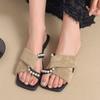 Mode Damen 2025 Französischer Stil Flache Perlensandalen Sommer Slip-On Elegante Pantoletten für Draußen Überkreuzte Zehenriemen Lässige Flip-Flops