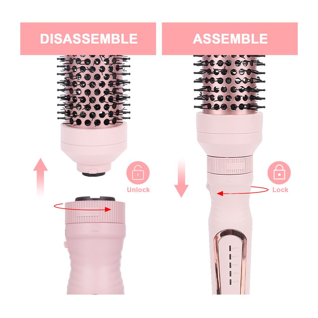 Thermal Round Brush Set, Hot-Air Curling Iron Brush, 3 Barrel Sizes, 5 Temp Settings for Fine To Thick Coarse Hair