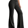 Women's High Waist Drawstring Flare Pants Solid Gray Casual Loose Fit Trousers