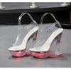 10365 Serie 15 cm Tacco 6,5 cm Piattaforma LED Luminoso Night Club Show Scarpe Passerella Pole Dancing Scarpe Crystal LFD