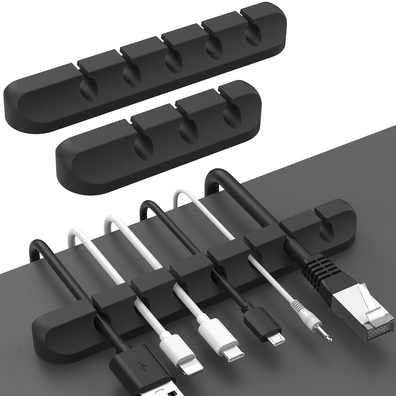 

AHASTYLE WG144 3Pcs Silicone Cable Clip Organizer 3/5/7 Hole Set Wire Management System Black