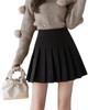 PHOLEEY Short Pleated Wool Mini Student Solid Women's Skirt, Skirt, High-Waisted Skirt, A-Line Culotte, Slimming, Style, Color, Stylish, Thick,