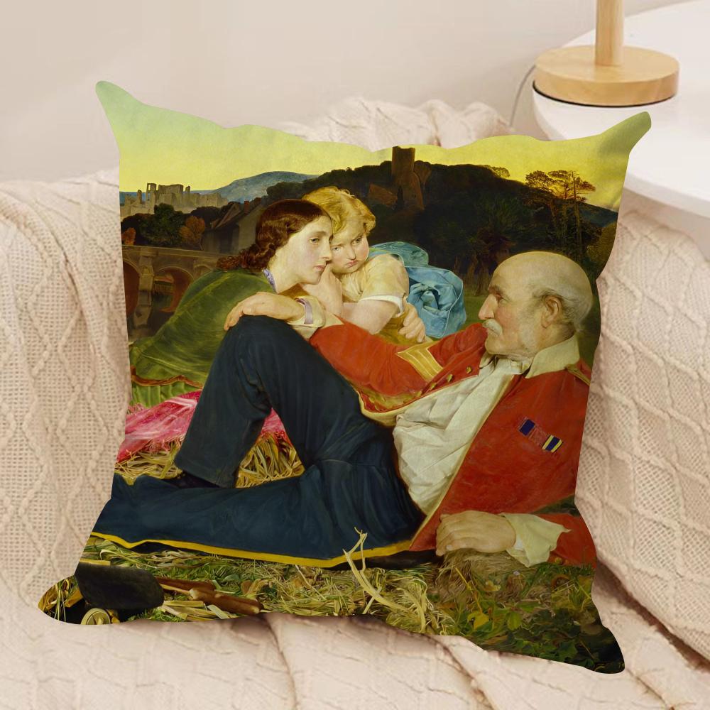 European Fun Figures Cushion Cover Silky Short Plush DoubleSided Printed Pillow Case for Sofa All Seasons Home Decor Gift