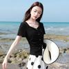 Sancai Plus Size Women's Square Neck Short Sleeve T-Shirt