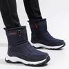 Men's Snow Boots With Fur Lined Waterproof Outdoor Anti-Slip Walking Ankle Booties for Male Winter Warm Comfortable Work Fleece Zipper Mid-Calf Boots