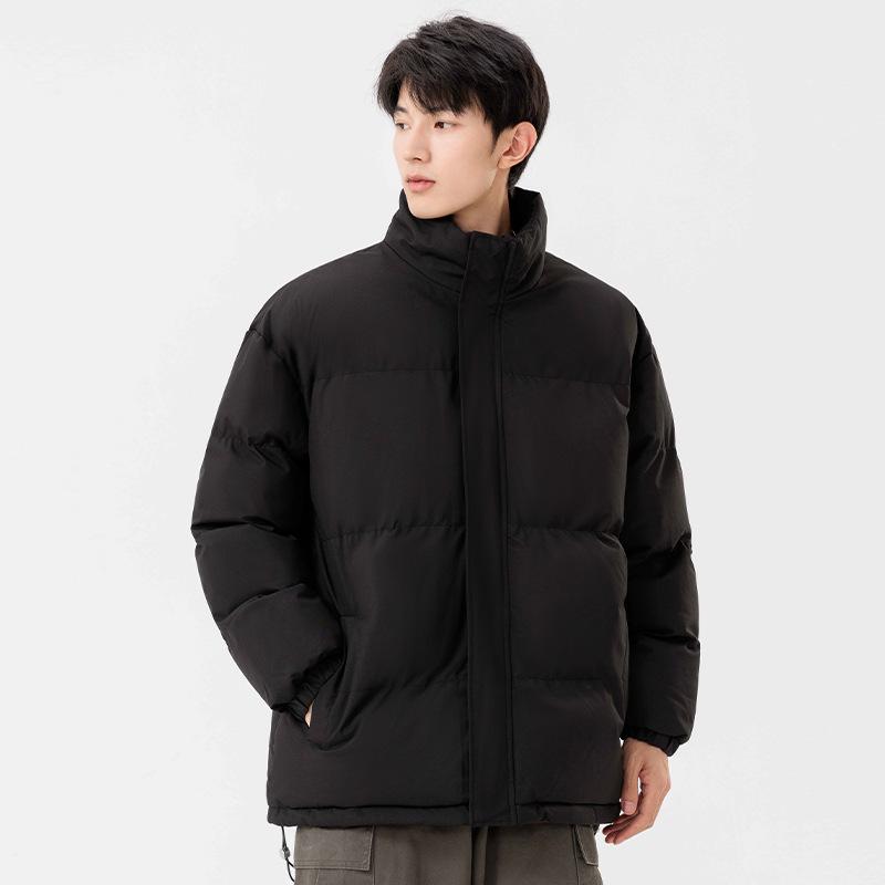 Padded-on men's winter new American trend thickened padded jacket couple bread clothes stand-up collar jacket loose warm men's clothing