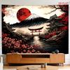 Vibrant Japanese Fuji Sakura Tapestry Wall Hanging Zen Asian Style Temple Decor Anime Mural Art for Home
