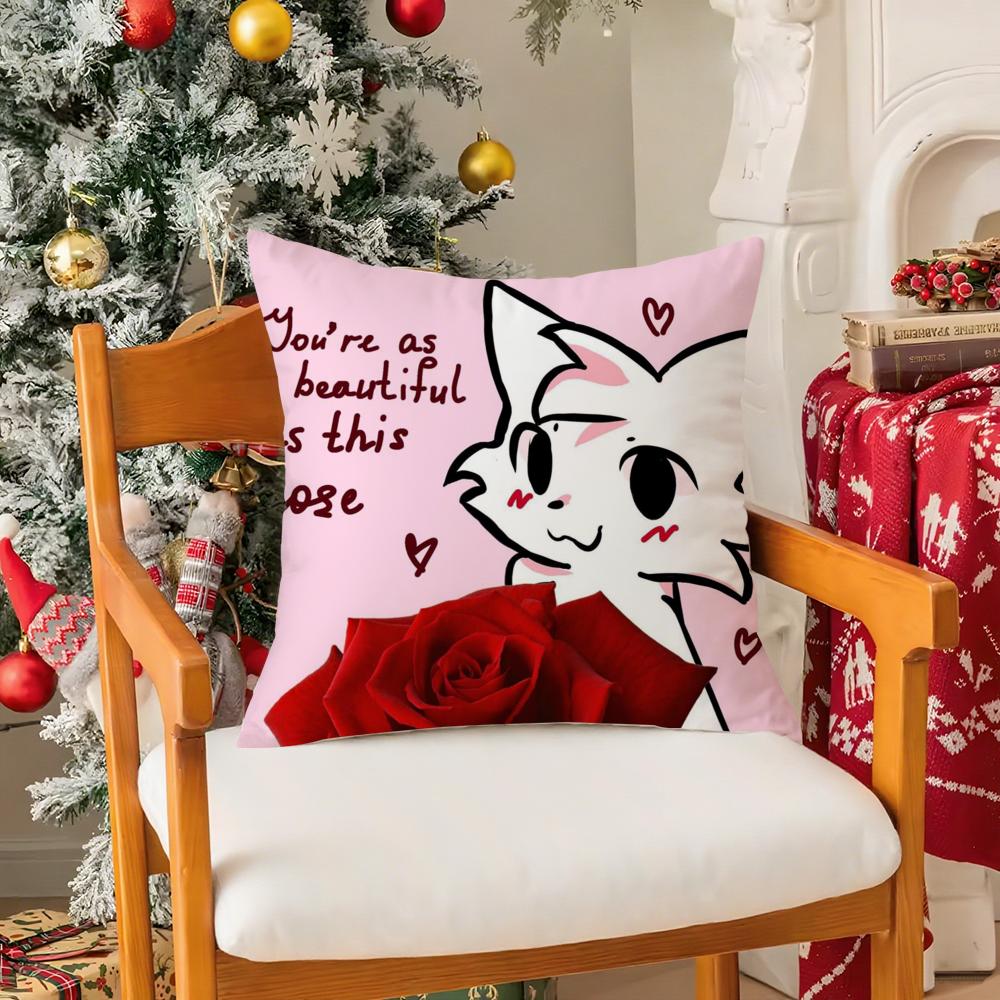 B-Boy Kisser Silly Cat Cute Pillow Case Silky Short Plush With Invisible Zipper Dustproof Sofa Cushion Cover For Home Decor