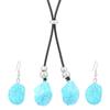 Personality Retro Turquoise Earrings Necklace Set for Women Ethnic Style Adjustable Pendant Earring Accessories Fashion Jewelry
