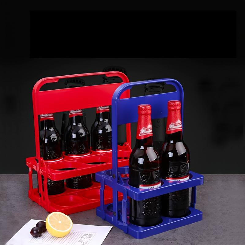 1 Stück 4-Schlitz Tragbarer Faltbarer Bierkorb - Langlebiger Kunststoff-Getränkeflaschenhalter für Zuhause Outdoor Camping Picknick