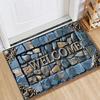 Welcome Floor Mat Non Slip Absorbent Entryway Rug Indoor Outdoor Entrance Doormat for Patio Hallway Home Decor