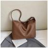 Korean version of foreign style texture bag women's 2025 new large-capacity casual shoulder messenger bag fashionable solid color tote bag