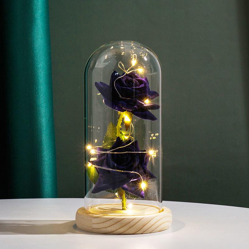 Eternal Red Rose Luxurious Gold Foil Flower LED Glass Dome Beautifully Packaged Forever For Home Decoration Anniversary Gift
