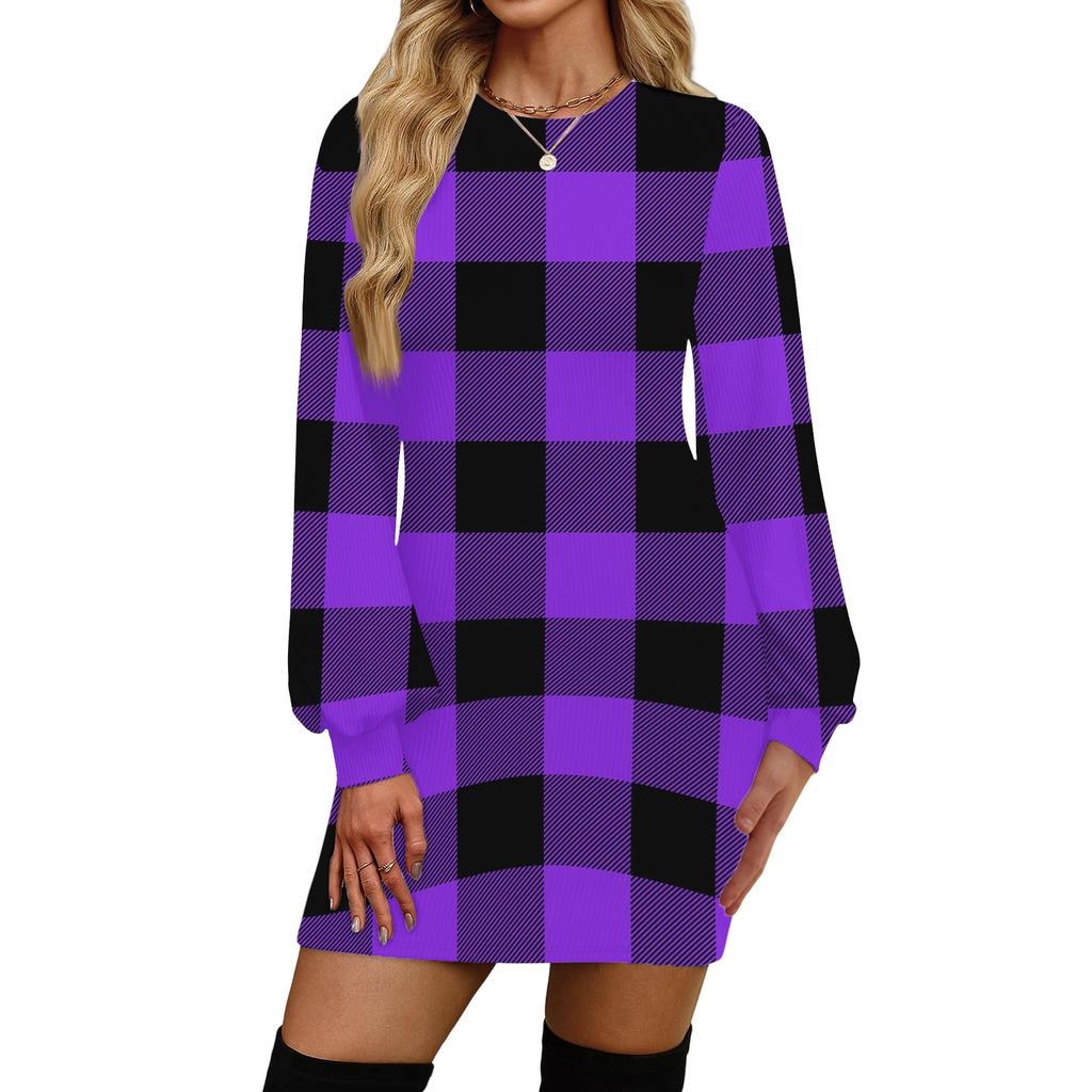 Women's Fashion Casual Round Neck Long-Sleeve Dress