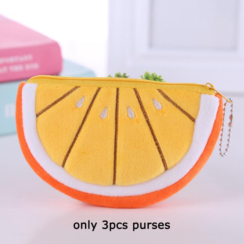 WTEMPO Cute Mini Coin Purses Zipper Storage Bags with Keychains Creative Small Semi-circular Watermelon-shaped Key Bags Daily Use Change Pouches