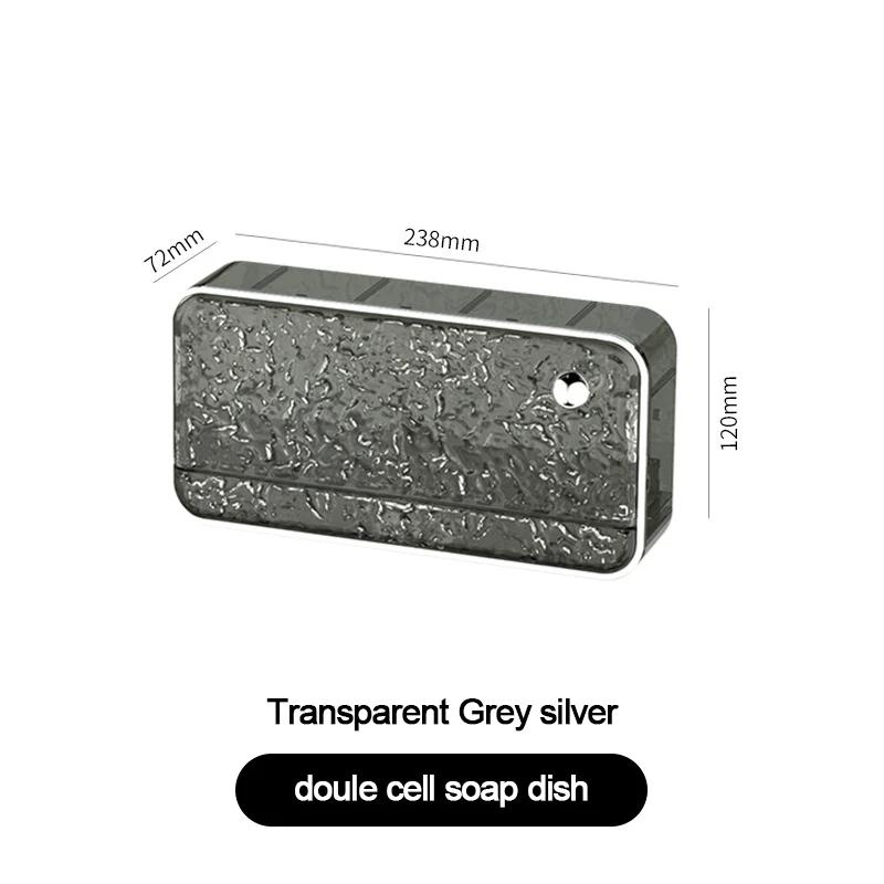 

Настенная мыльница, держатель для мыла без отверстий, с дренажным ящиком для ванной комнаты, переносная матовая мыльница-контейнер L серый