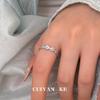Cuiyan Shijie S925 Silver Korean Blue Diamond Starburst Women's Open Finger Ring