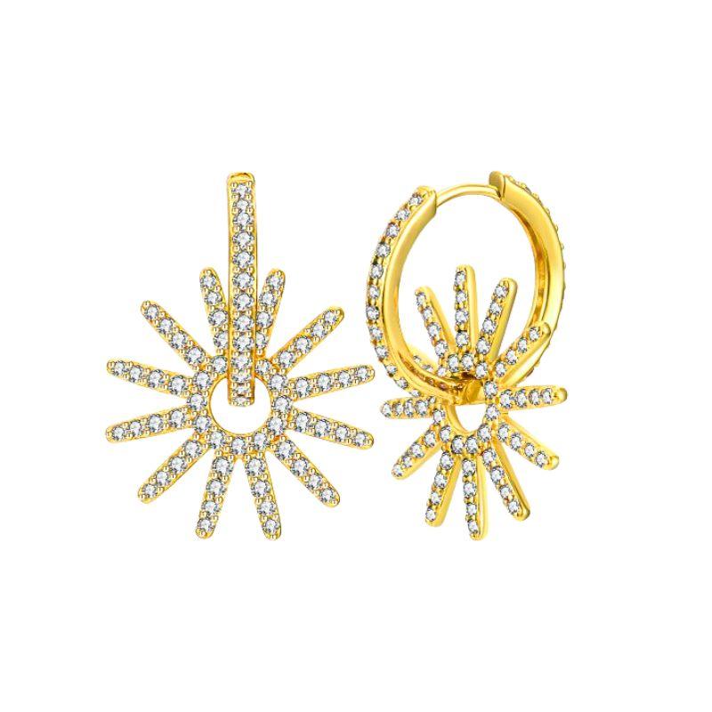925 Silver Ear Needle Vintage Sun Hoop Earrings for Women Punk Hip Hop Sun Flower Big Earrings Fashion Jewelry Gifts