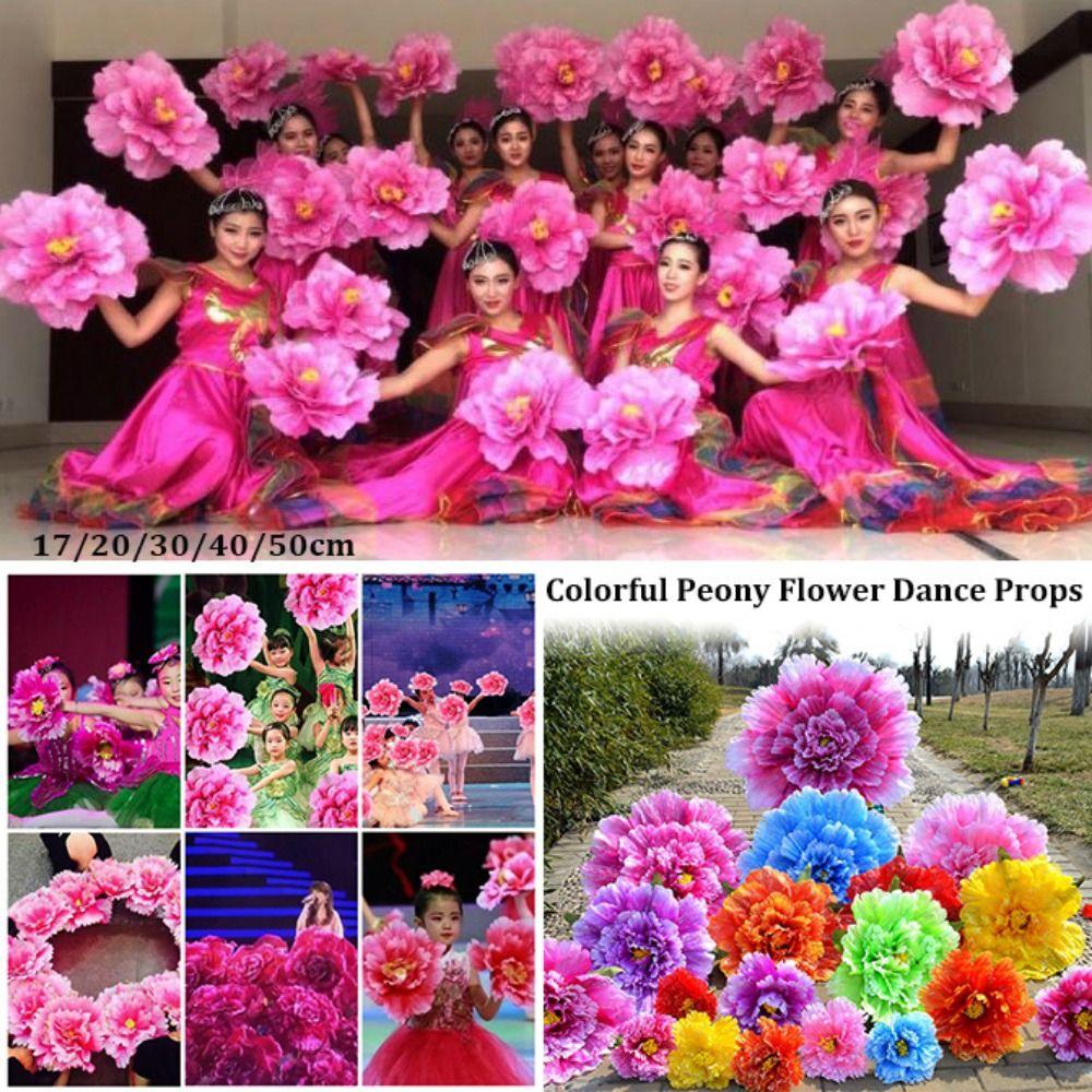 17/20/30/40/50cm Pfingstrosenblumen-Tanz-Requisiten Stoff Kreative Aufführung Kindergarten-Tanzaufführung Bunt