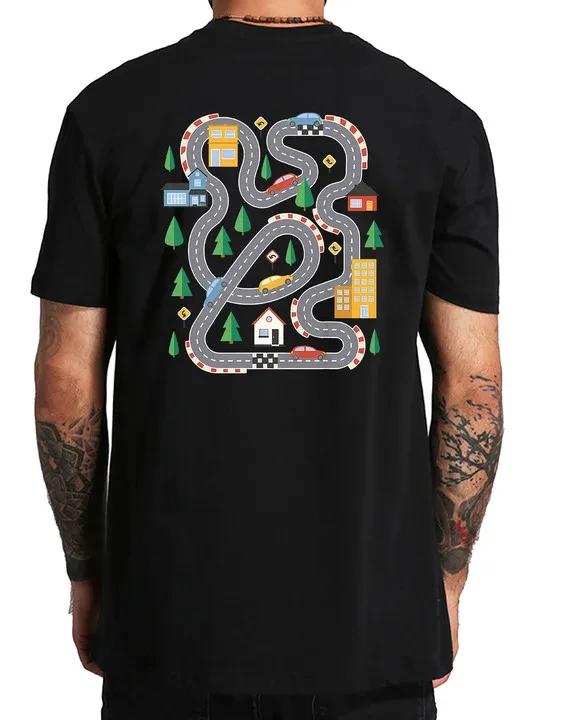 Děti si hrají s autíčky a vláčkem na tátových zádech Tričko Retro hry Dárek pro otce Grafické tričko Topy EU velikost 100% bavlna Unisex Měkké tričko