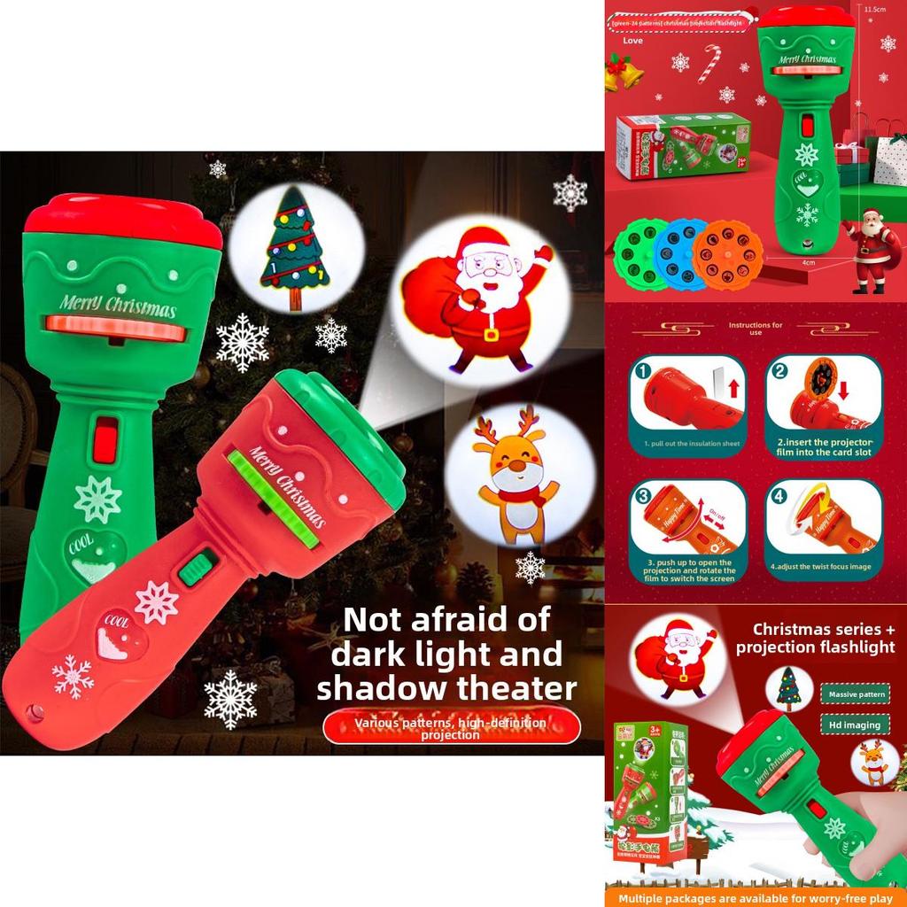 Christmas Toy Projection Flashlight For Kids With Led Light And Visual Development