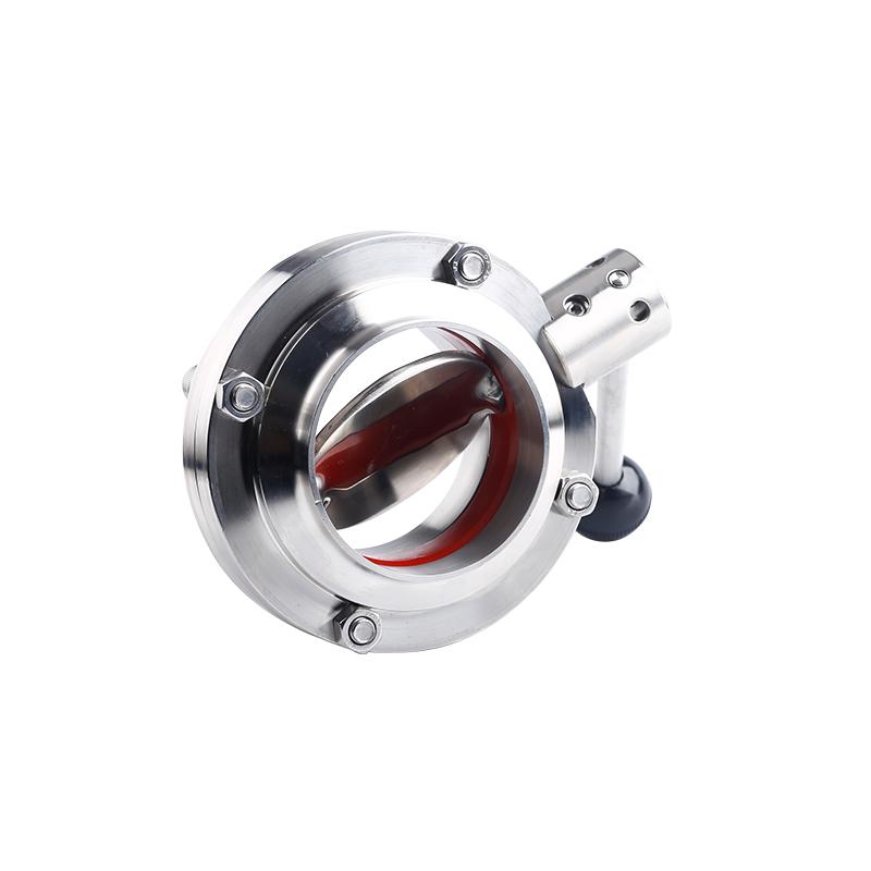 316 Manual Sanitary Butterfly Valve - 304 Stainless Steel for Wine Barrel/Tank, Food Grade, Weldable, Powder Coated, 51mm
