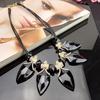 Water Drop Leather Rope Necklace Short Sweater Chain Pendant Women'S Accessories Ornament Rhinestone Collarbone Chain