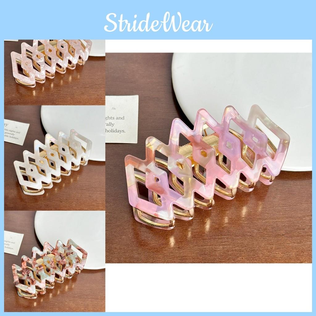 Chic Hair Acetate Claw Clip With Trendy Line Patterns In Vibrant Colors Women For