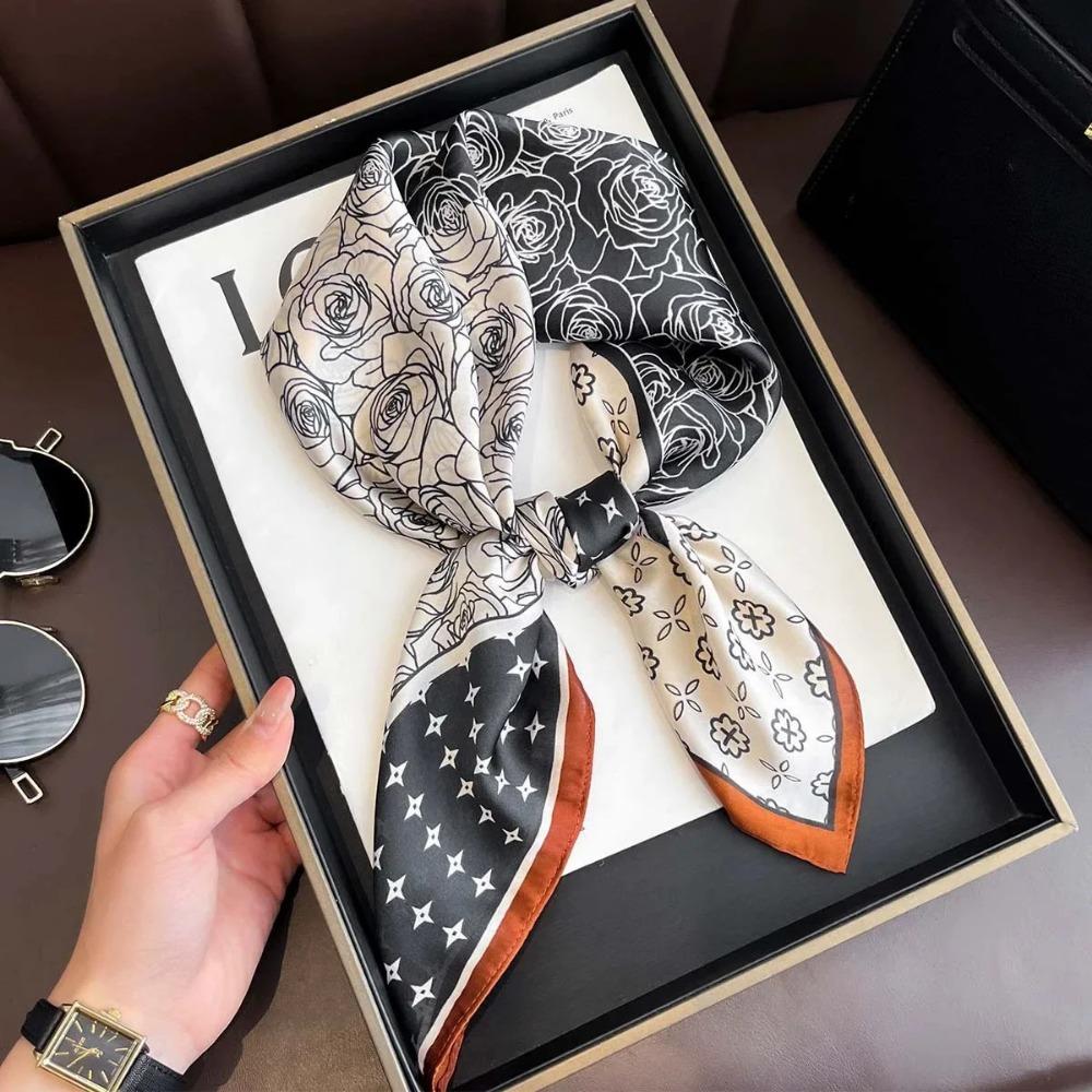 Fashion Luxury Brand 70cm Silk Feel Square Scarf Women Neck Tie Female Hair Bandana Headkerchief Shawl Wrap Hijab Echarpe