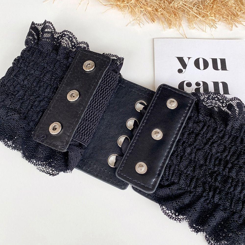 Adjustable Wide Belt PU Leather Waist Corset Punk Elastic Cummerbunds  Girl